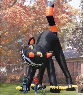 Two 2 Story HUGE Inflatable Black Cat Outdoor Halloween Decoration 