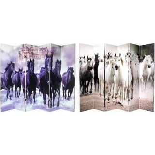 ft. Tall Double Sided Horses Canvas Divider 6 Panel