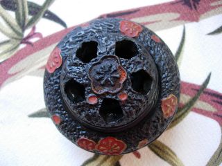 Vtg Incense Burner Asian Pottery Hand Painted Old Japan