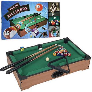 Mini Table Top Pool Table Set   Cues, Triangle and Chalk