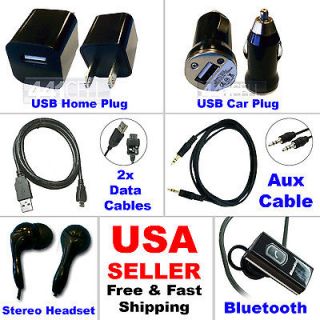 New 7pc Kit USB Cable/Car Home Charger/Blueto​oth/Aux/Stereo Verizon 