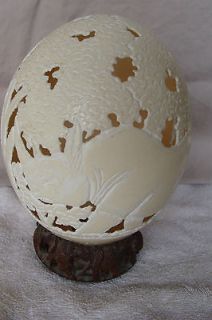 Carved Ostrich Egg Depicting Rhino