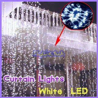   White Icicle Curtain Light String 6m*3m 600 LEDs Outdoor Party DIY