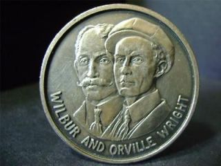 WILBUR AND ORVILLE WRIGHT first powered flight 38mm pewter medal SCD 