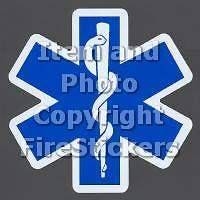 12 Cut Reflective STAR OF LIFE EMERGENCY MEDICAL SERVICES Stickers 