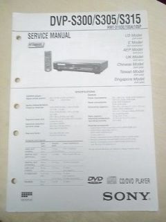 Sony Service Manual~DVP S30​0/S305/S315 CD/DVD Player~Origina​l 