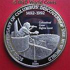 TURKS CAICOS 1989 20 CROWNS .83oz SILVER PROOF COLUMBUS SIGHTS LAND 