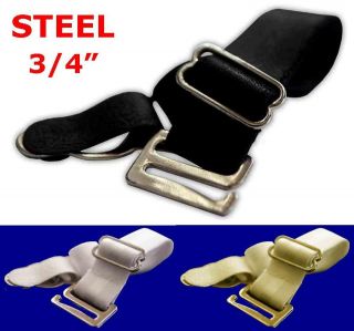 Stainless STEEL Vintage SUSPENDER CLIPS   Set of 4 or 6   3/4 WIDE 