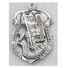   Mens .925 Silver Large Badge Shield Patron Saint Michael Medal