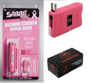   Stun Gun and Sabre Police Strength Pepper Spray COMBO Pack   PINK
