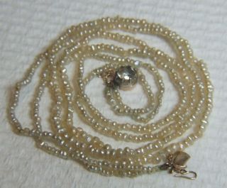   ANTIQUE NATURAL DOUBLE STRAND BASRA PEARL NECKLACE with 10ktGOLD CLASP