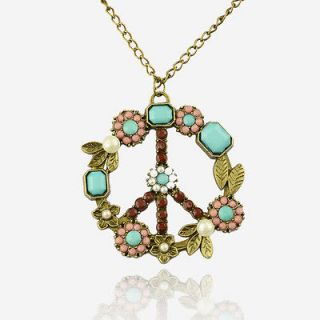   Symbol Vintage Copper Leaf Pearl Flower Necklace Pendant T02B435K