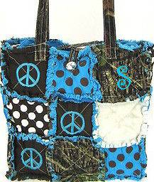   OAK CAMO PURSE QUILTED RAG BAG PEACE SIGN PATCHWORK TOTE Monogram
