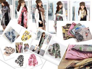 Women lady NEW 6 COLORS Soft Begonia Voile Ink Flower Chiffon Cotton 