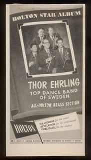 1953 Thor Ehrling band photo Holton trumpet trombone ad