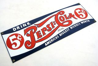 Old Style 1991 Metal PEPSI Cola Soda Fountain/Store Advertising Sign