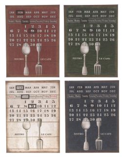   Shabby Chic Bistro Kitchen Wall Hanging Perpetual Calendar 4 Colours