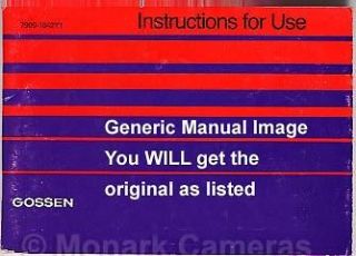 Gossen Lunasix 3 Exposure Meter Instruction Book, More User Manuals 