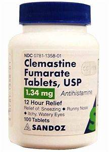 Clemastine Fumarate Tablets 1.34mg  100 Tablets Each by sandoz