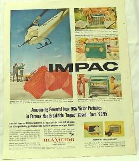 1956 RCA Impac Transistor Radio Helicopter Photo Ad