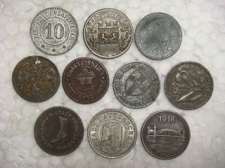   Price ◄ Lot of 10 different early 1900s 10 Pfennig trade tokens