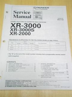 Pioneer Service Manual~XR 3000/2000/S CD Cassette Receiver~Original 