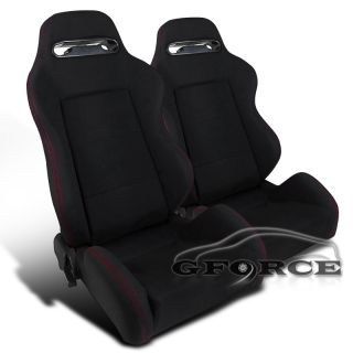 BLACK TYPE JDM R RED STITCH RACING SEATS RECLINABLE (Fits Acura TL)