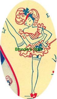 Hand Embroidery Pattern 171 Pin Up Girls Can Can Girls for Tea Towels 