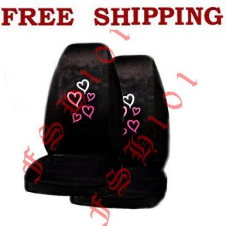 Set of 2 Front Hearts High Back Seat Covers Red And Pink