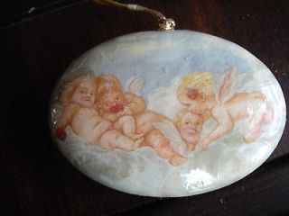  Oval Shaped Cherub Ornament wall hanging, package decoration 3X2