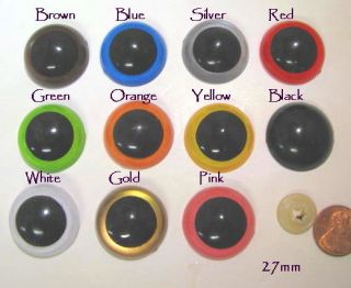 11 Pair 24mm MIX Plastic Safety Eyes with washers