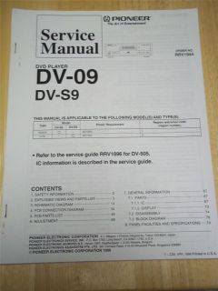 Pioneer Service Manual~DV 09/S​9 DVD Player~Origina​l~Repair