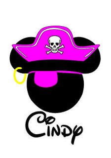 Personalized Pink Pirate Hat Minnie Iron On Transfer
