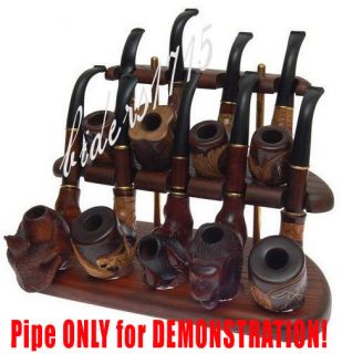 Wooden Pipe Stand Rack Display Holder for 5 Tobacco Smoking Pipes 