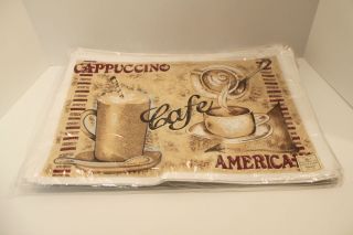 100% Cotton Handwoven Coffee Printed Placemats   Set of 4 **NEW**