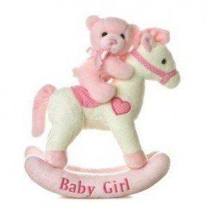 Aurora Baby Plush Rocking Horse Pink/White