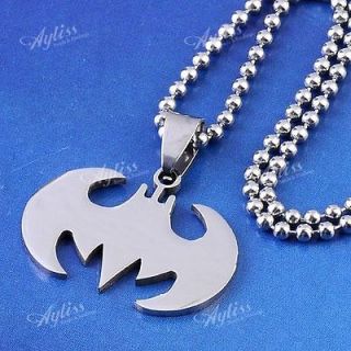 Strand Batman Symbol Pendant Round Ball Necklace Chain Stainless 