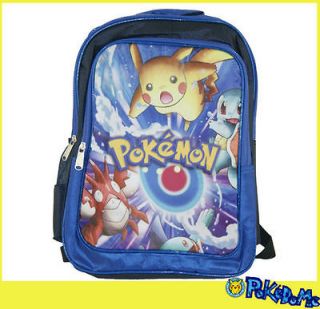 16 POKEMON Squirtle Corphish Pikachu Backpack School Book Bag blue 