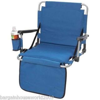 NWT STADIUM SEAT Portable Pad Folding BLUE BLEACHER CHAIR