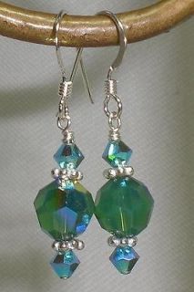 Palace Green Opal 2XAB Crystal Sterling Earrings Made With Swarovski 