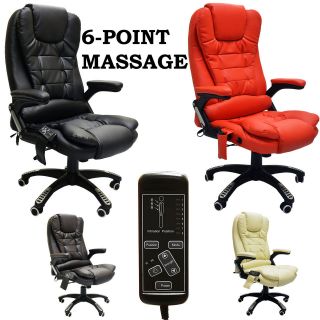   Leather Reclining Office Chair with 6 Point Massage   Study Computer