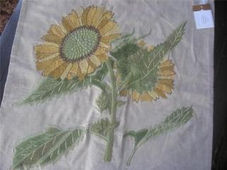 POTTERY BARN DOUBLE SUNFLOWER EMBROIDERED PILLOW COVER~NEW~24 