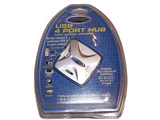 USB 4 PORT HUB DYNE W/ POWER ADAPTER CONNECT TO COMPUTER, CAMERA 