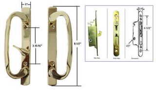 Mortise Type Sliding Patio Door Handle Set w/ Mortise Lock, Brass, Non 