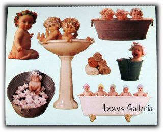 Anne Geddes Vintage Baby Babies In Bath Tubs Pail Stickers