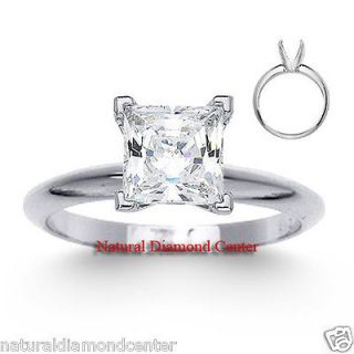 50 Carat Princess Cut Diamond Solitaire Engagement Ring 14k 