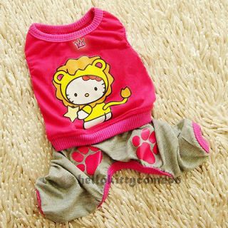 NEW DOG Clothes Cartoon Lion CAT 100% cotton PET Clothes Jumpsuit XS,S 