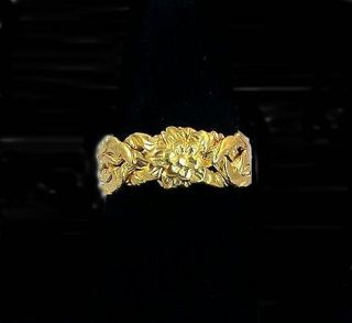   Rose Design Turkish 4 Band Puzzle Ring   14 k Gold Plated Over Silver