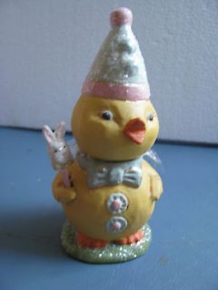 PAPIER MACHE CHICK BOX BY GREG GUEDEL   BUNNY PUPPET   PARTY HAT