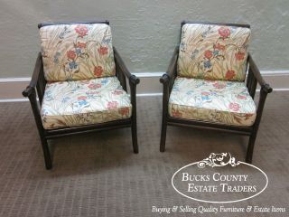 Ficks Reed Vintage Pair of Rattan Lounge Armchairs